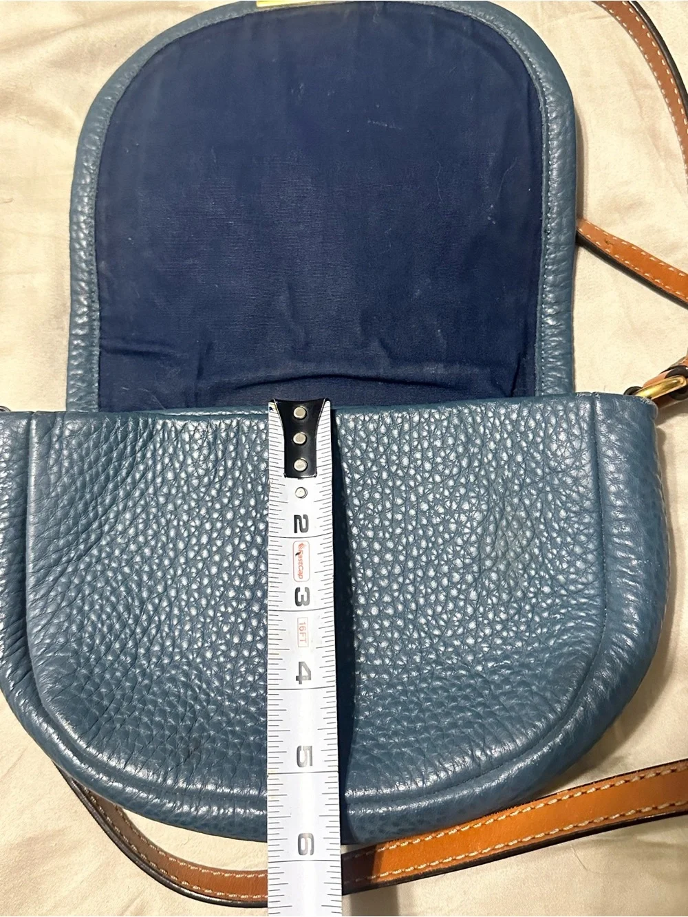 Marc by Marc Jacobs Teal-Blue Pebbled Leather Crossbody with Brown Strap